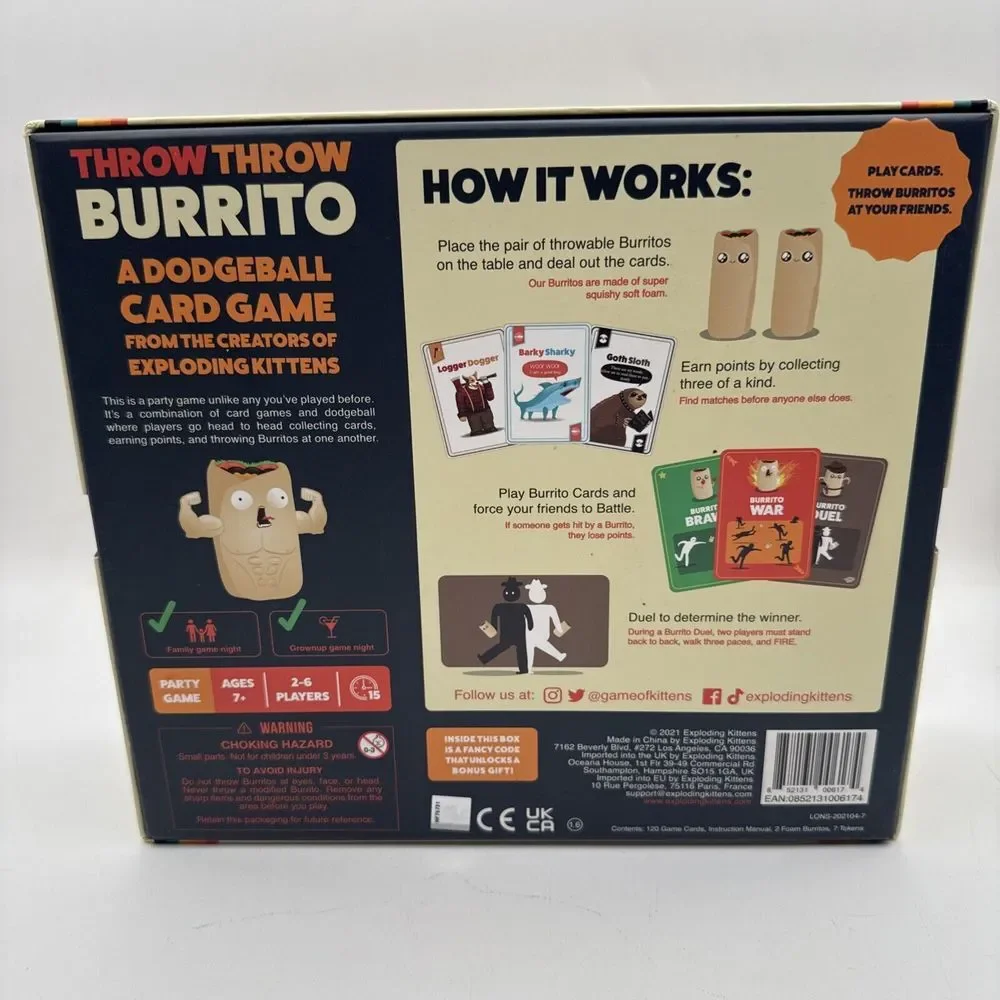 Throw Throw Burrito by‎ Exploding Kittens - A Dodgeball Card Game Complete